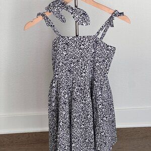 Janie and Jack Navy Blue Ditsy Floral & E.T. Print Tie-Shoulder Sundress with Ma